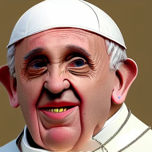 Prompt: pope francis as a muppet. highly detailed felt. hyper real photo. 4 k.