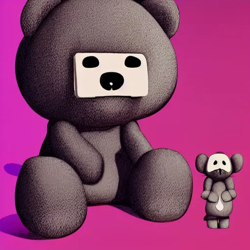 Image similar to grunge cartoon digital art of a teddy bear by - beeple , loony toons style, creepy themed, detailed, elegant, intricate