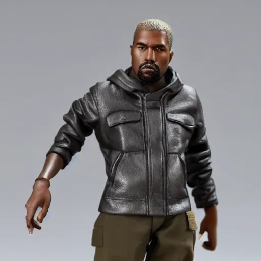 Image similar to Kanye West action figure, 5 points of articulation, full body and face, 4k, highly detailed