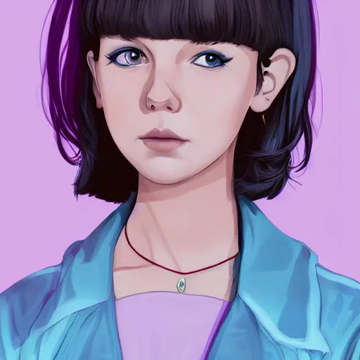 Image similar to a portrait of Millie Bobby Brown, anime art style