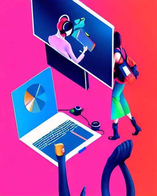 Image similar to richly detailed color illustration of a modern-problem-to-have-tech illustrated by Artgerm and Mina Petrovic and Timothy Kong and Marina Federovna. 3D shadowing