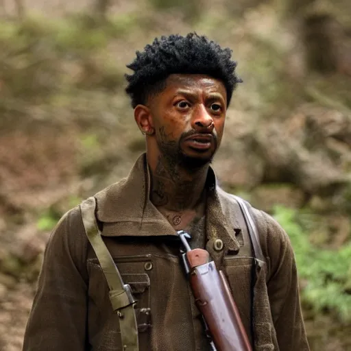 Image similar to first shot of 2 1 savage in rambo remake, directed by christopher nolan, ( eos 5 ds r, iso 1 0 0, f / 8, 1 / 1 2 5, 8 4 mm, postprocessed, crisp face, facial features )