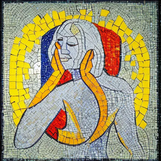 Prompt: Five star award winning mosaic artwork by Pablo Picasso, Detailed, intricate, 8k, artstation, atmospheric, vivid colors, high contrast, matte finish