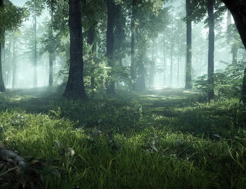 Prompt: a the forest game screenshot ultra realistic