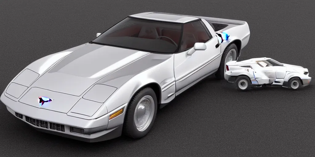 Image similar to “C8 corvette if it were made in the 1980s highly detailed, 4K”