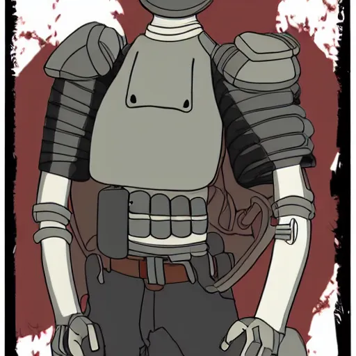 Prompt: heavily armoured mechanical jeffrey dahmer by studio ghibli