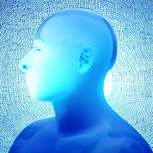Image similar to minimalist logo icon of a human head made of water, water manipulation, futuristic, glowing, hyper realistic, ray tracing, realistic water splashes, sharp focus, 8 k resolution