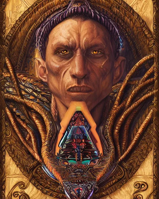 Prompt: digital painting of an aztec double headed serpent by filipe pagliuso and justin gerard, symmetric, fantasy, detailed, intricate, portrait, sharp focus, tarot card, gwent