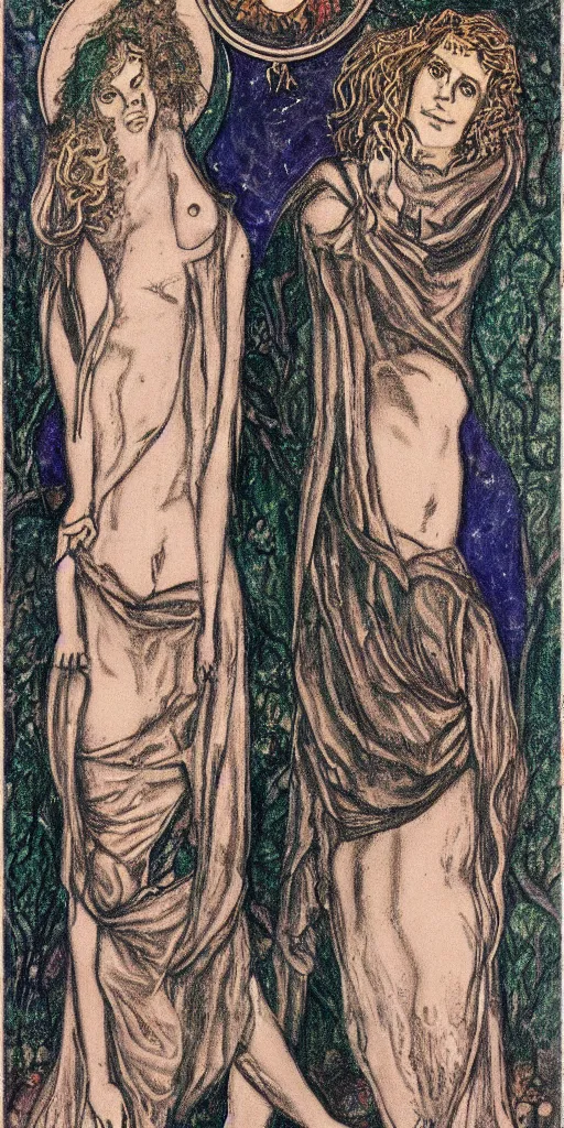 Image similar to the lovers tarot card by austin osman spare