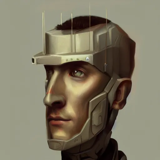 Prompt: portrait : painting of alexander blok became a robot, trending on artstation, unreal engine, fantasy art