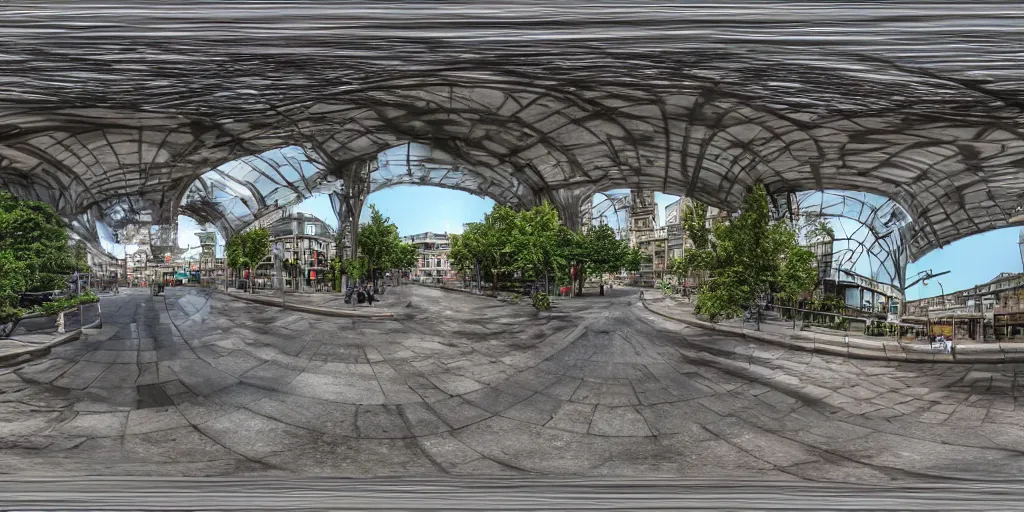 Prompt: A 360 panoramic HDRI image of the street