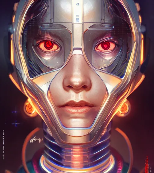 Prompt: symmetry portrait of alain chabat cyberborg ultra detailed, intricate, anime, dynamic lighting, digital art, digital painting, art station, wlop, sharp focus, illustration, art by artgerm and greg rutkowski and alphonse mucha