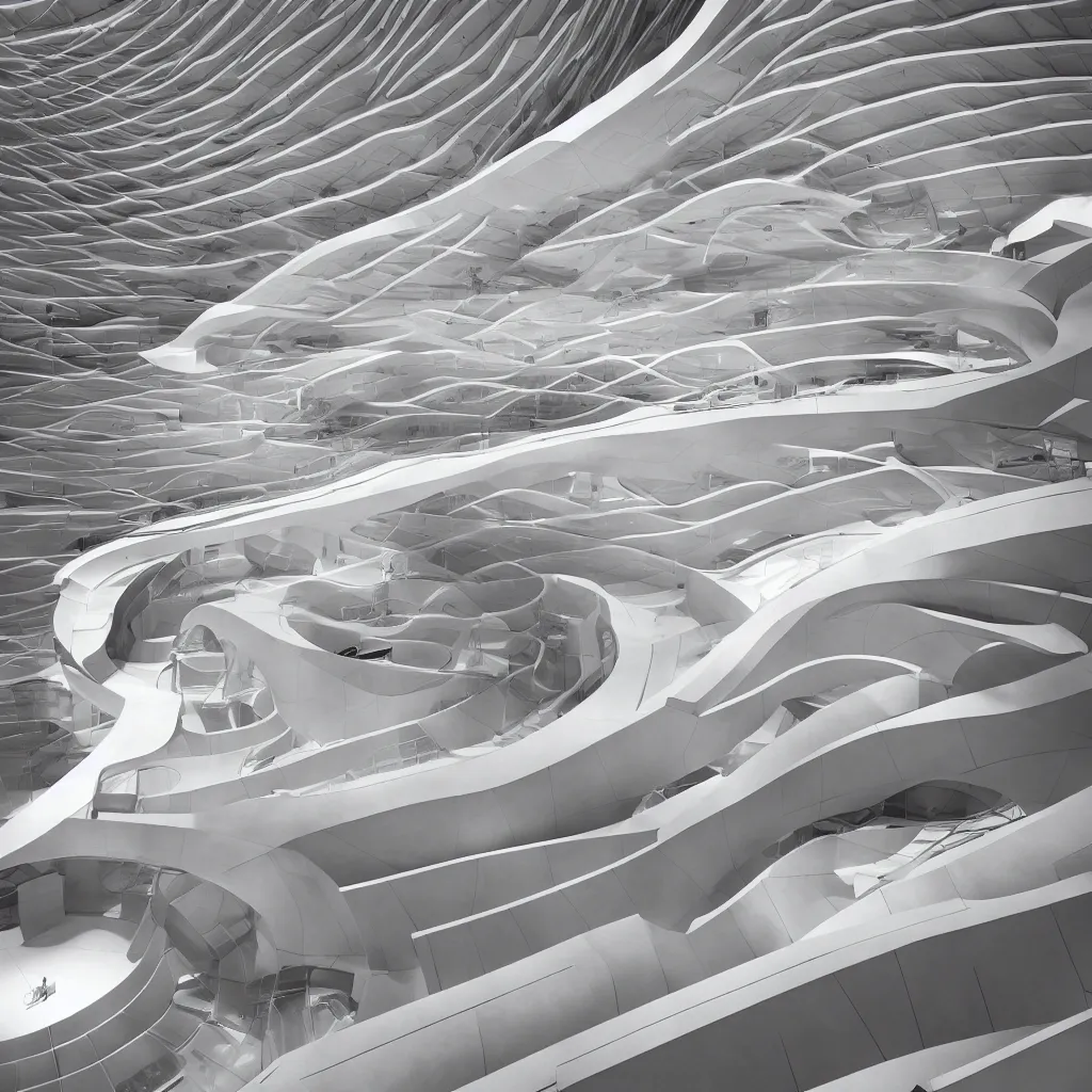 Image similar to curvy architectural floor plan of a geometry landscape and auditorium designed by zaha hadid