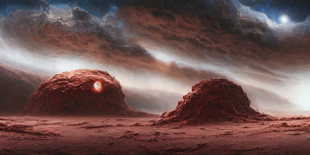 Image similar to supernova tornado, alien surface planet covered with black tree roots, red desert mars, norilsk, painted by ruan jia, raymond swanland, lawrence alma tadema, zdzislaw beksinski, norman rockwell, jack kirby, tom lovell, alex malveda, greg staples, steve mccurry