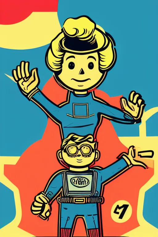 Image similar to fallout 7 6 retro futurist illustration art by butcher billy, sticker, colorful, illustration, highly detailed, simple, smooth and clean vector curves, no jagged lines, vector art, smooth andy warhol style