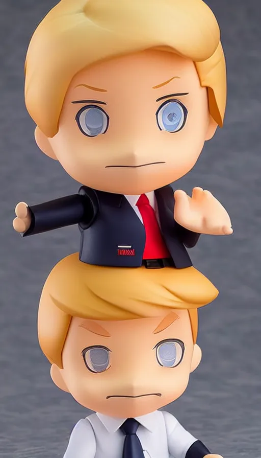 Image similar to singular donald trump nendoroid, well - designed, proportional, realistic lighting, chibi