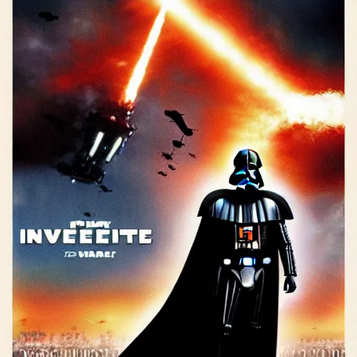 Image similar to movie poster for independence day ( 1 9 9 9 ) starring darth vader