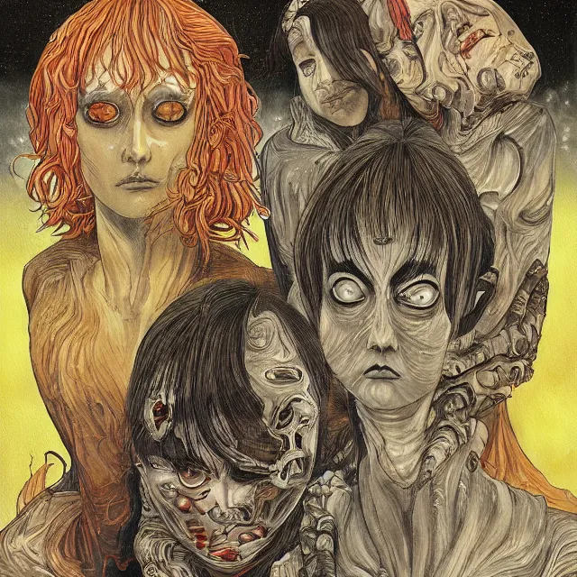 Prompt: a painting of the mothers of the sun by junji ito, dark fantasy art, high detail, trending on artstation