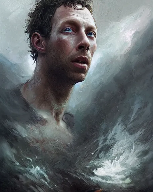 Image similar to chris martin ( coldplay singer ), hyper realistic face, beautiful eyes, fantasy art, in the style of greg rutkowski, intricate, hyper detailed, smooth