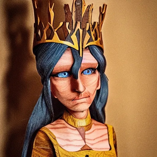 Prompt: A portrait of a character, wooden elf queen