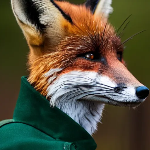 Image similar to Closeup of Fox dressed in a modern American general uniform, 85mm f/1.4