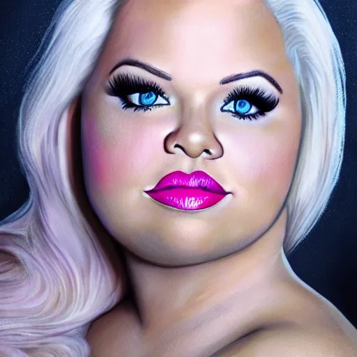 Prompt: trisha paytas portrait, photorealistic, studio