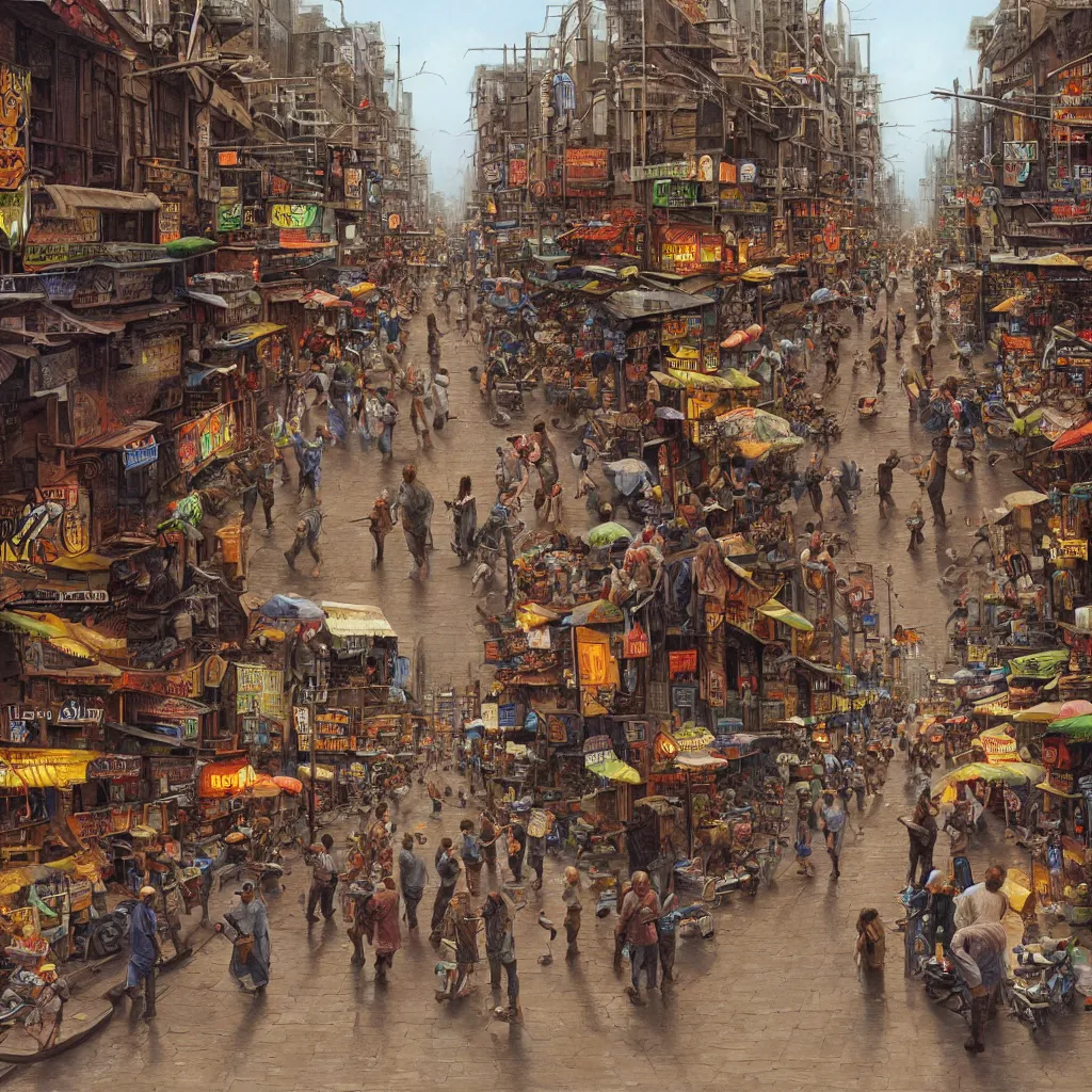 Image similar to detailed painting of gang nam street, trending on art station, by ted nasmith