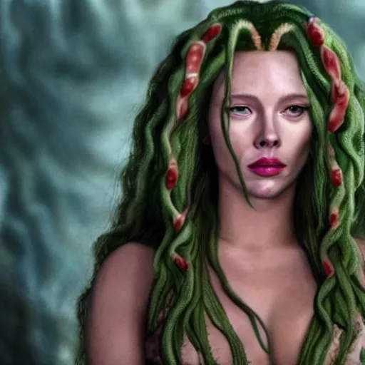 Image similar to medusa as scarlett johanson