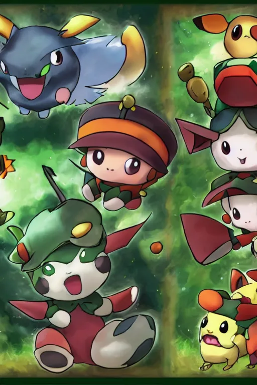 Image similar to teemo, a pokemon card of teemo, pokemon card screenshot