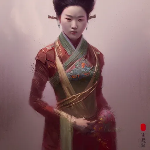 Prompt: A portrait of a Chinese beautiful princess, ancient art, art by greg rutkowski, matte painting, trending on art station