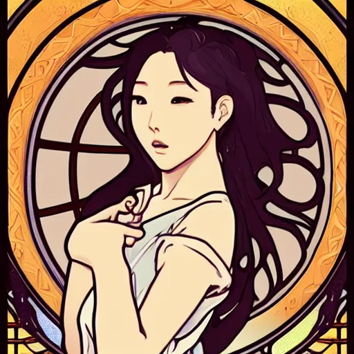 Prompt: hwasa hwasa hwasa in the style of artgerm and alphonse mucha. studio ghibli