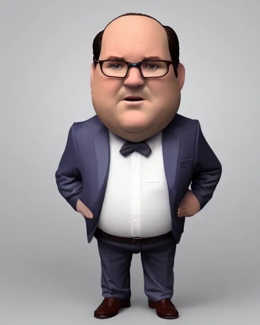 Image similar to full body 3d render of Brian Baumgartner as a funko pop, studio lighting, white background, blender, trending on artstation, 8k, highly detailed