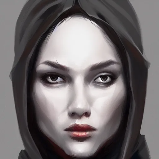 Image similar to Woman wearing hoodie, dark, menacing, artstation, digital art