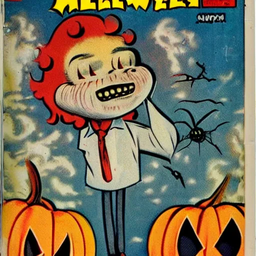 Image similar to Vintage Halloween Mad Scientist Comic Cover, Low Brow, Surreal