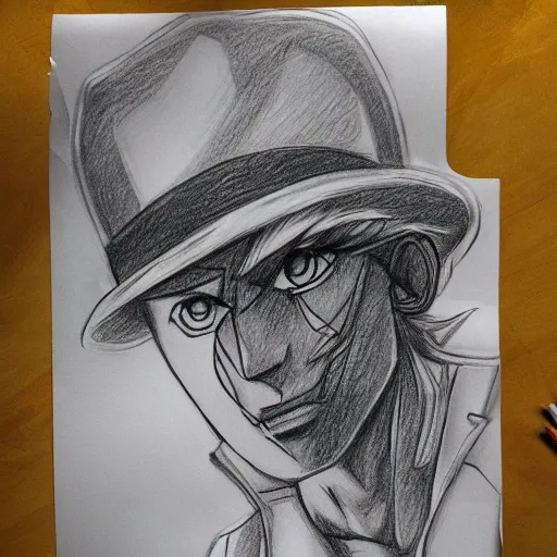 Image similar to gyro zeppeli pencil sketch