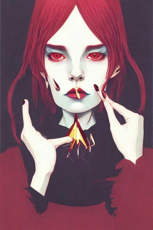 Image similar to portrait of a satanic witch by james jean by ilya kuvshinov kintsugi