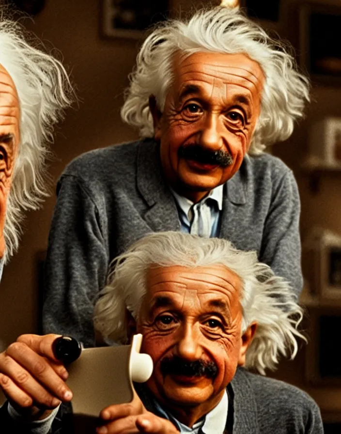 Image similar to Albert Einstein in a pixar film, movie, cinematic