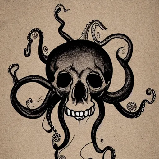 Image similar to octopus with a skull head