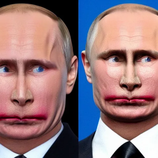 Prompt: face transplant gone wrong putin