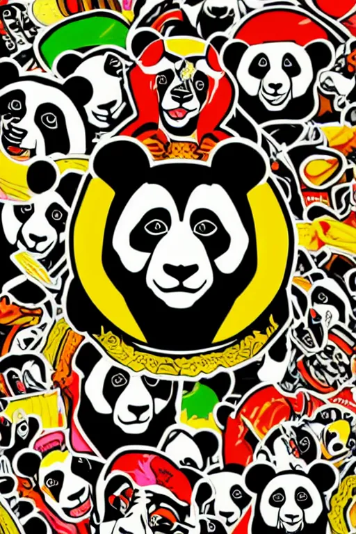 Image similar to Portrait of a panda as a Mexican wrestler, sticker, colorful, illustration, highly detailed, simple, smooth and clean vector curves, no jagged lines, vector art, smooth