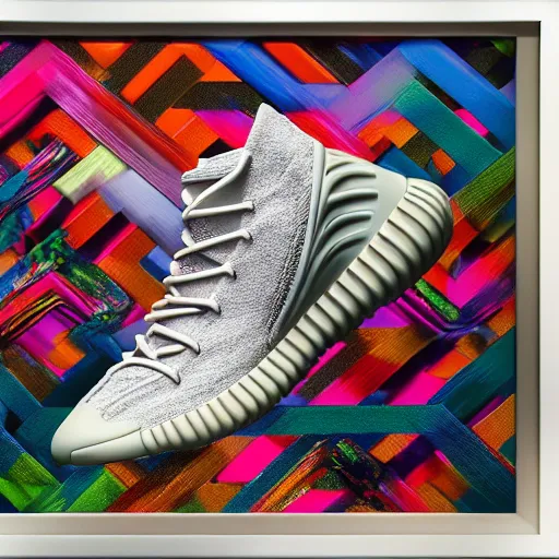 Image similar to subject photography of sneakers, adidas yeezy foam, margiela fusion, balenciaga, balman ultra rendered extreme realism and detail, 8 k, highly detailed, realistic, completely framed, pbr, surreal, hyper realistic, colorful, direct lighting, 3 5 mm photo, photorealistic, sharp focus,