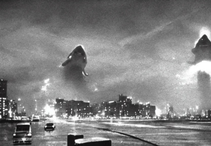 Image similar to Pulgasari the North Korean starfish monster destroying Pyongyang city, volumetric lighting, filmstill, produced by Kim Jong-il, Kodachrome, kaiju-eiga, monster movie, communist propaganda, film noir, 35mm film grain, Cooke Varotal 20-100mm T3.1, in the style of Ishirō Honda and Shinya Tsukamoto