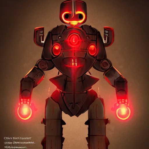 Image similar to A warforged from Dungeons & Dragons looking like the BIONICLE Keetongu, with one red glowing eye and eldritch styled tattoos on his arms, art by Christian Faber