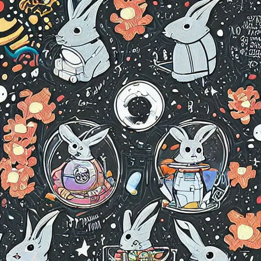 Image similar to A lost sci-fi rabbit, space rabbit, interstellar black hole, by James Jean And WLOPPRO