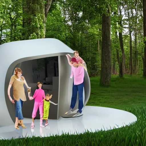 Image similar to happy family in a futuristic house