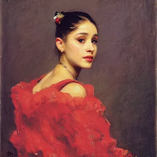 Image similar to portrait of Ariana Grande, by Ilya Repin