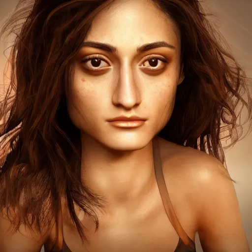 Prompt: tanned face Emmy Rossum, realistic, photo studio, HDR, 8k, trending on artstation