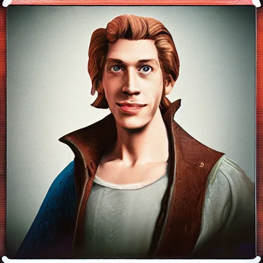 Image similar to casting photo for the role of guybrush threepwood. canon 5 d mark iii, photorealistic, polaroid filter