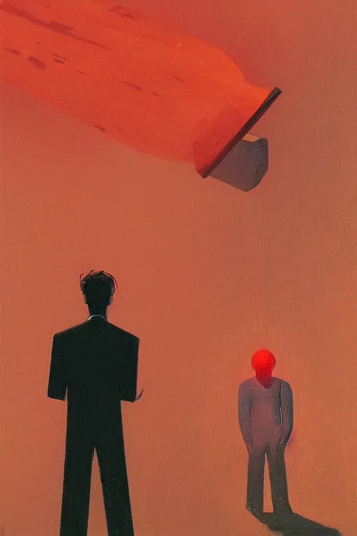 Prompt: chainsaw man and pinaple over his head Edward Hopper and James Gilleard, Zdzislaw Beksisnski, higly detailed