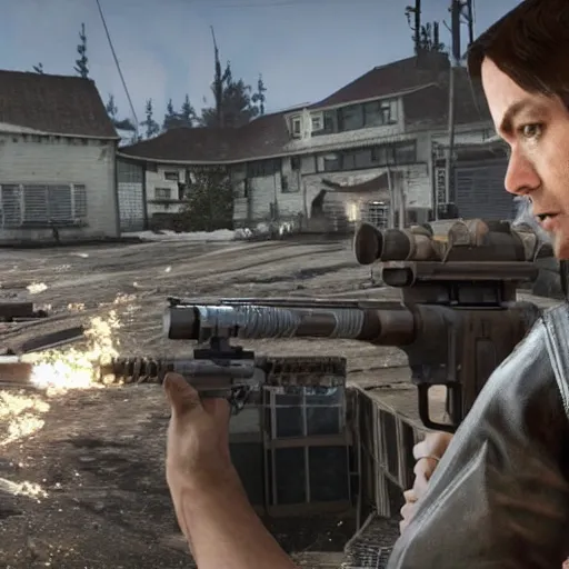 Image similar to Tobey Maguire in Call Of Duty, in-game screenshot, stunning screenshot, epic, intricate, accurate, cool, trending,